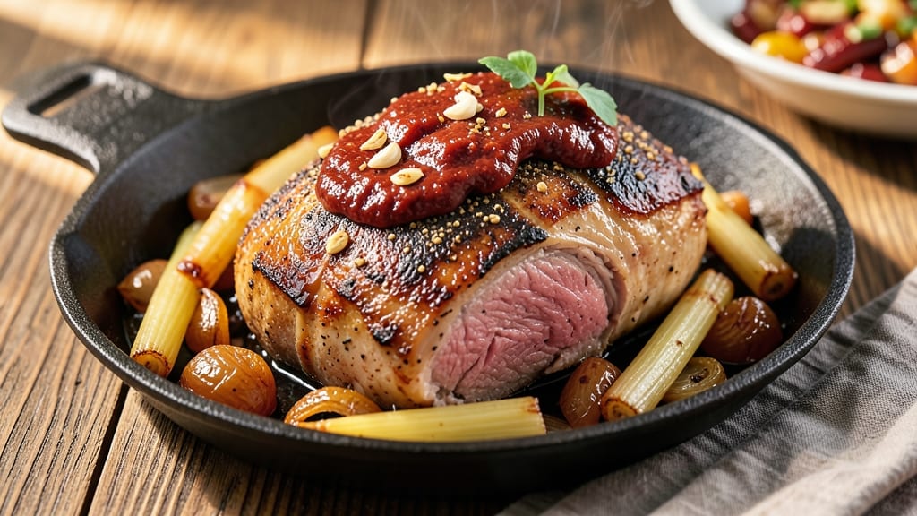 Mexican Pork Roast Recipe Oven: Crispy Celery Crowns Over Smoky Chipotle Gravy