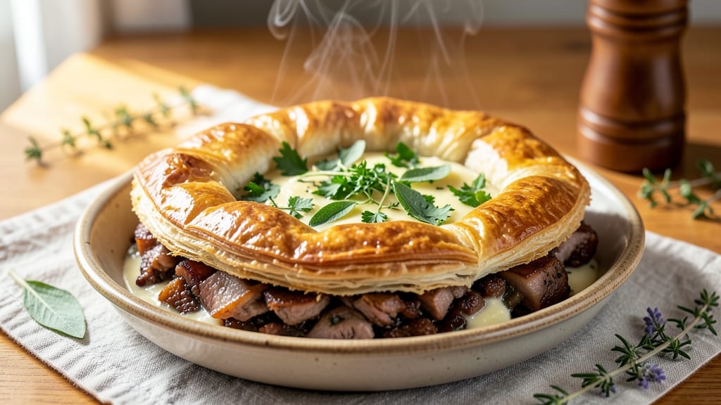 Michael Symon's Pork Pie Recipe: Flaky Pastry Hugs Juicy, Herb-Infused Meatballs