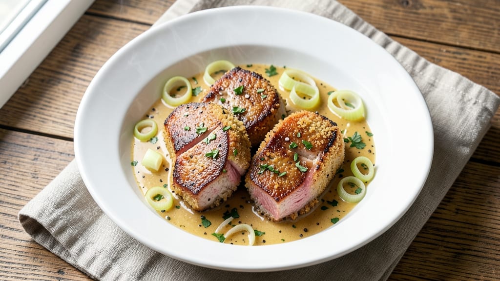 Amish Pork Chops Recipe: Celery Crown Crunch Over Savory Herb Gravy