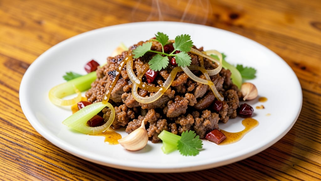 Minced BBQ Pork Recipe: Smoky Chipotle Crunch Over Celery Crowns