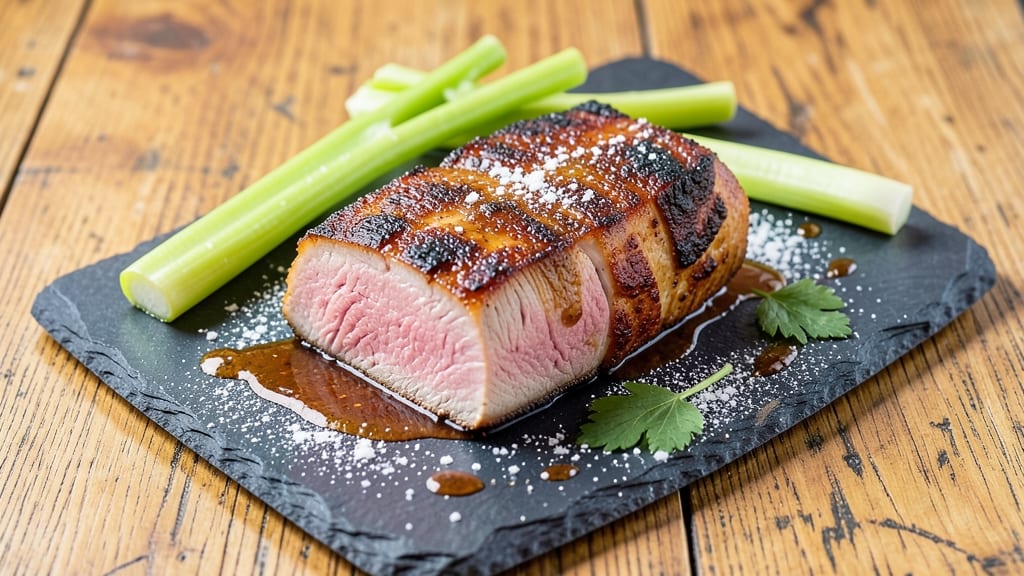 America's Test Kitchen Pork Loin Recipe: Celery Crown Crunch Over Smoky Herb Gravy