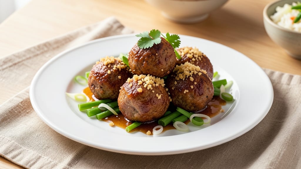 Minced Pork Balls Recipe: Crispy Celery Crowns Over Silky Tomato Gravy