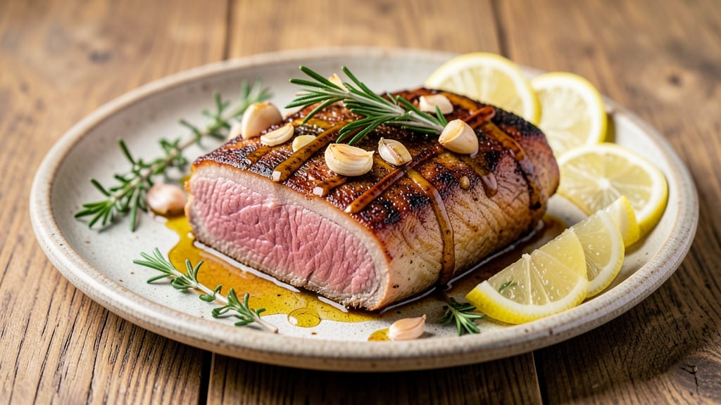 Mediterranean Pork Loin Recipe: Herb-Infused Roast with Crispy Celery Crown