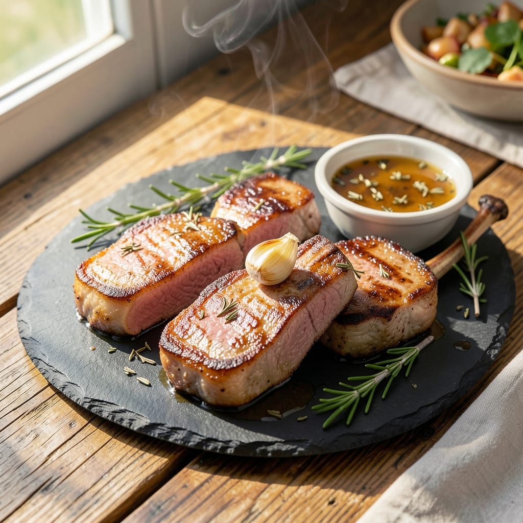 French Cut Bone-In Pork Chops Recipe: Apple-Cider Pan-Sear With Charred Crust and Juicy Pink Hearts