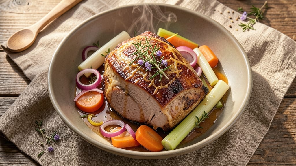 Alison Roman's Pork Shoulder Recipe: Smoky Herb Gravy With Crispy Celery Crowns