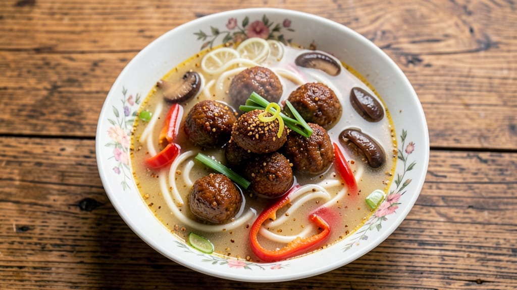 Asian Pork Meatball Soup Recipe: Fragrant Ginger-Garlic Broth with Silky Dumplings