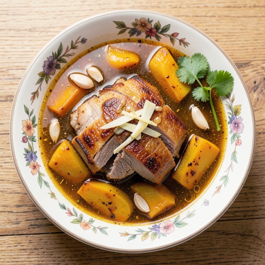 Filipino Pork and Squash Soup Recipe: Vinegar-Braised Richness with Silky Greens and Tender Meat