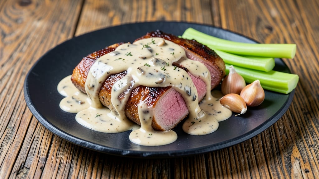 Pork Tenderloin Recipe Crock Pot Cream of Mushroom: Celery Crown Crunch Over Velvety Sauce