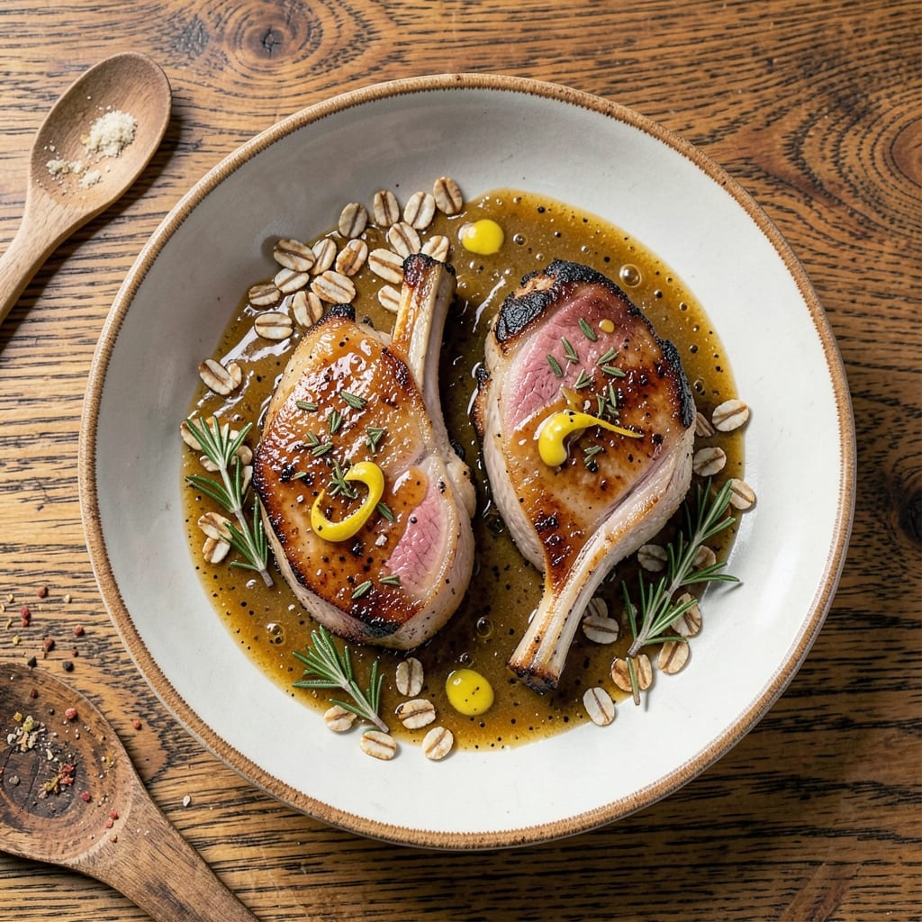 French Bone-In Pork Chops Recipe: Apple-Cider Crisp With Caramelized Edges