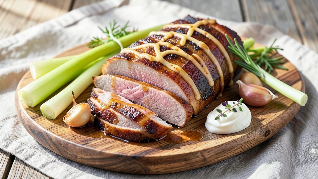 Mini Pork Roast Recipe: Crispy Celery Crowns Over Herb Butter Gravy