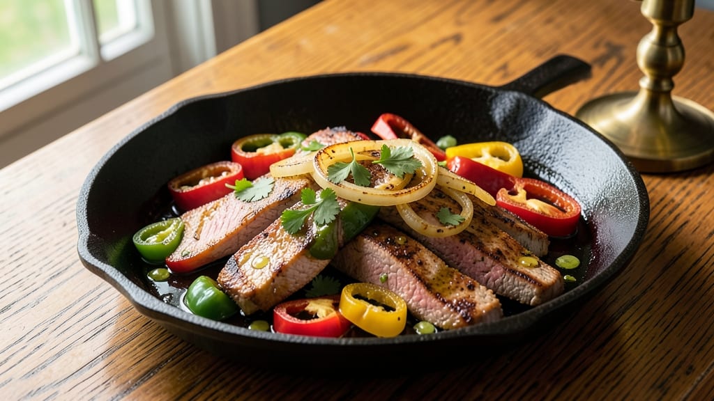 Mexican Pork Fajitas Recipe: Sizzling Peppers and Onions in One Skillet