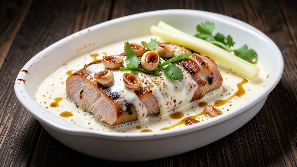 Adobong Puti Pork Recipe: Silky Coconut Milk Braise with Celery Crown Crunch