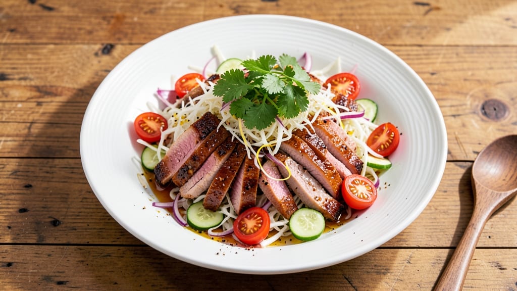 Asian Pork Salad Recipe: Crispy Rice Noodles with Tangy Peanut Dressing