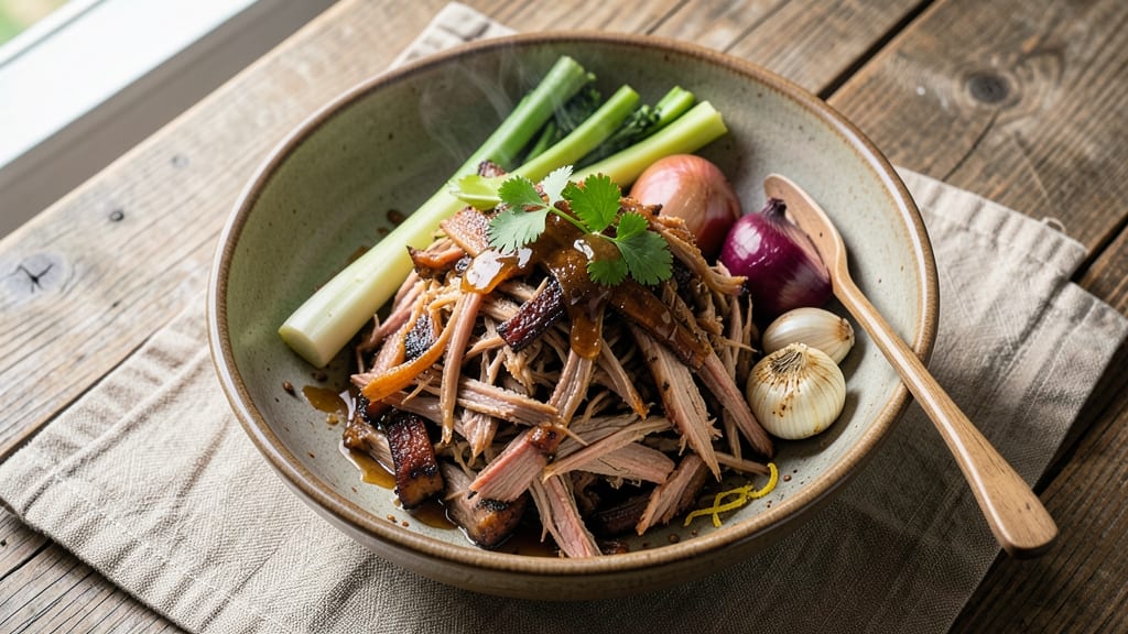 America's Test Kitchen Pulled Pork Recipe: Celery Crown Crunch Over Smoky Tomato Gravy